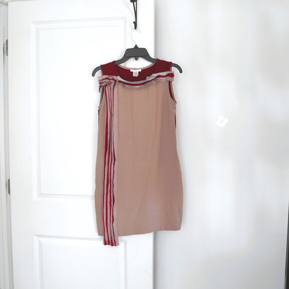 Esley Shift Dress Raw Fringe Red Light Blue Light Pink Size M - Picture 1 of 10